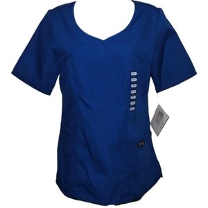 NWT Authentic Cherokee Work Wear Ruched Waist Backing Short Sleeve Scrub Top